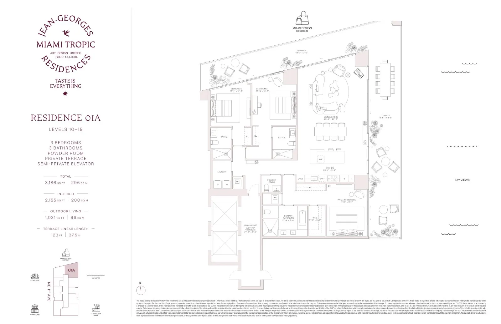 Floor plan for 3-bedroom residence
