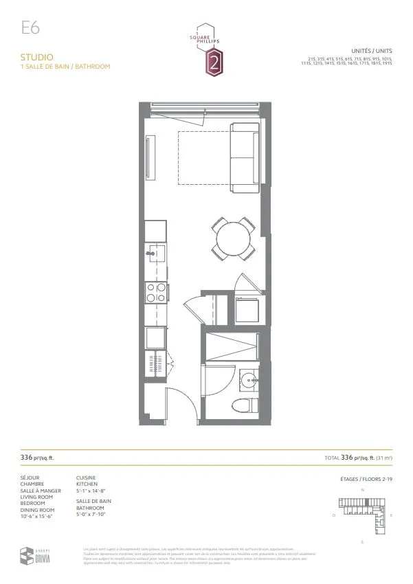 Floor plan for Residence E6