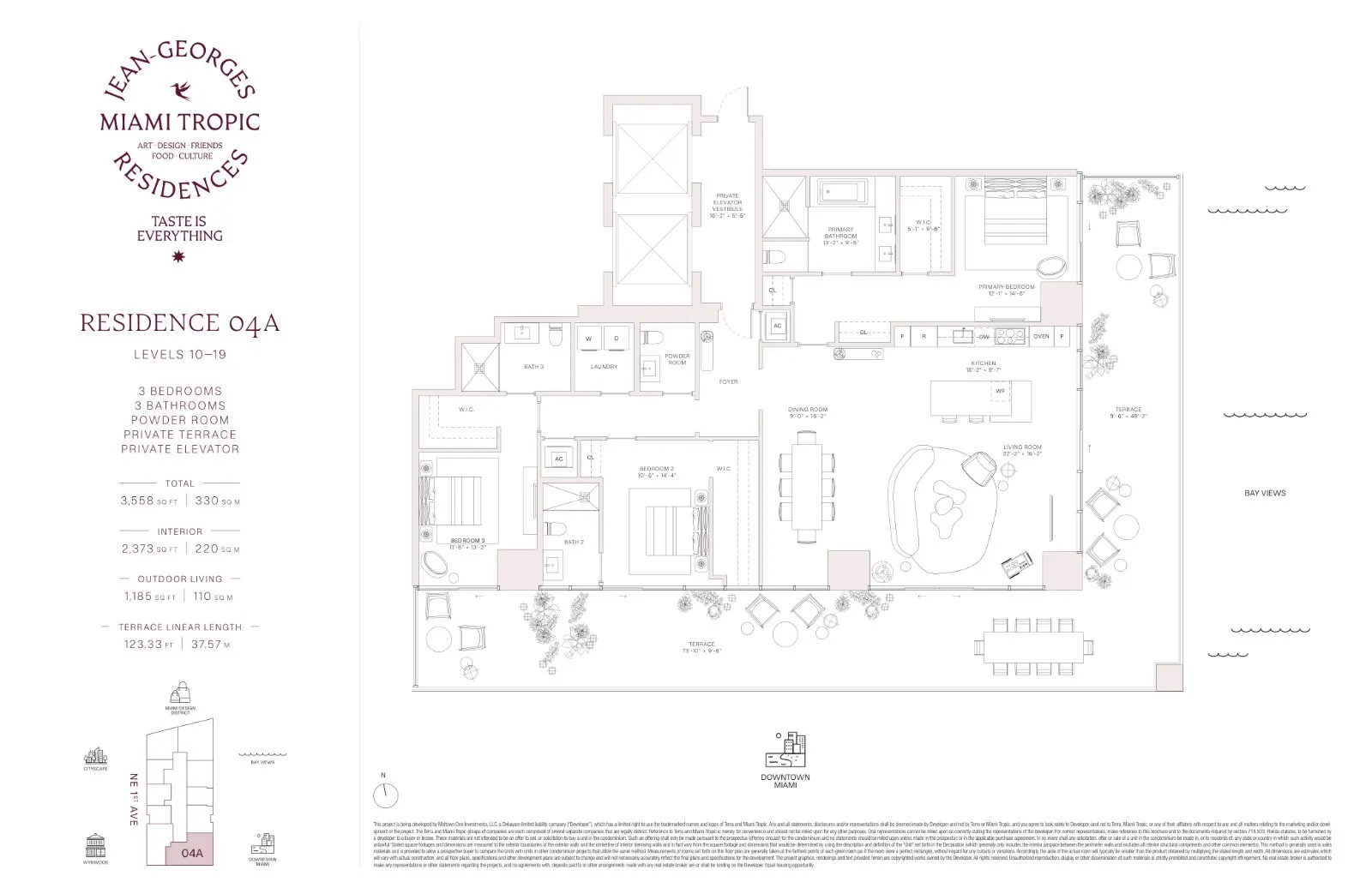 Floor plan for 3-bedroom residence