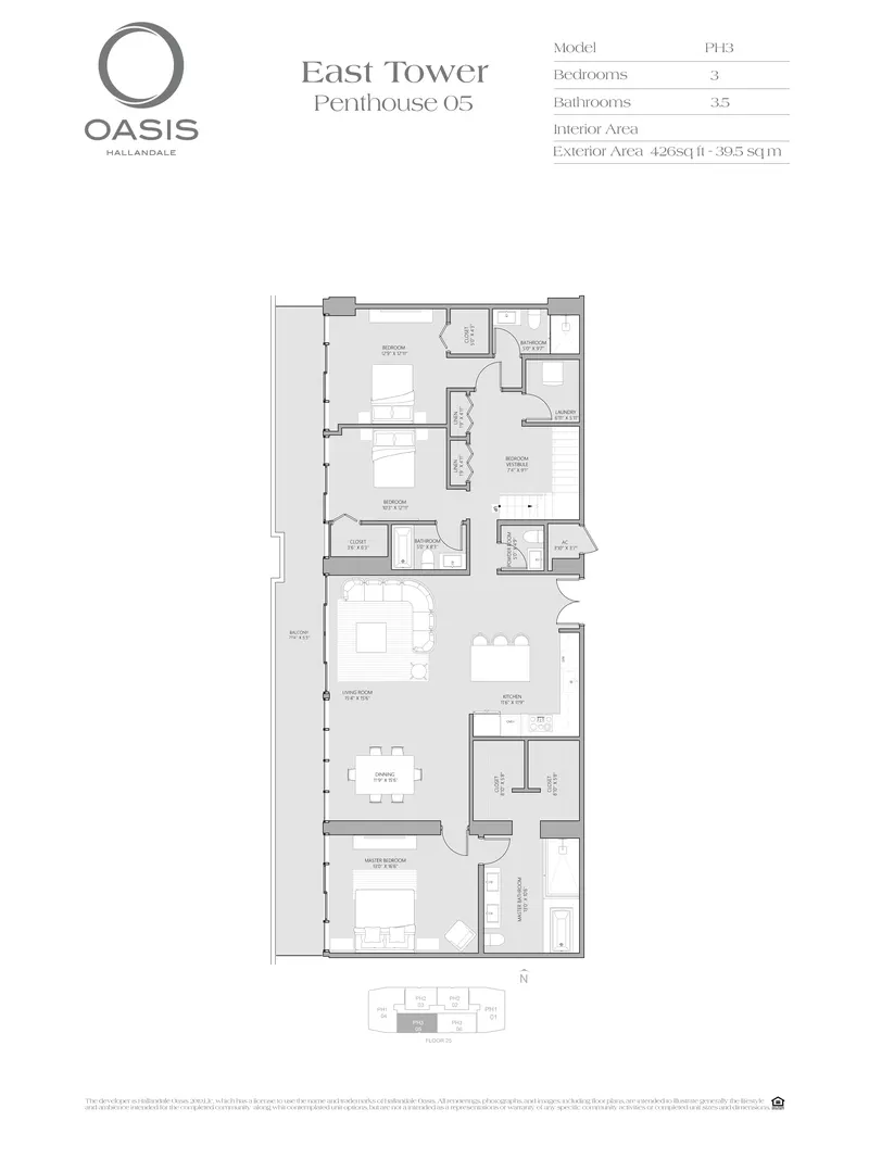 Penthouse 2505 | 3 Bedroom | 3.5 Bathrooms | Private Rooftop Sky Lounge + Terrace