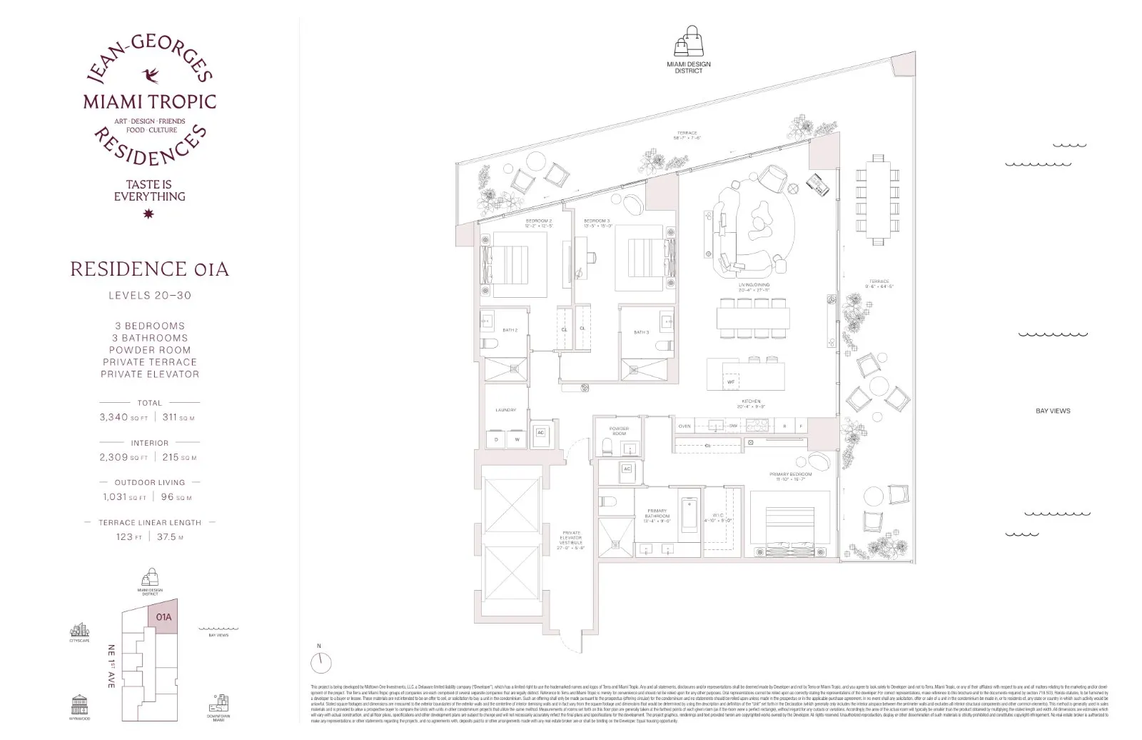 Floor plan for 3-bedroom residence