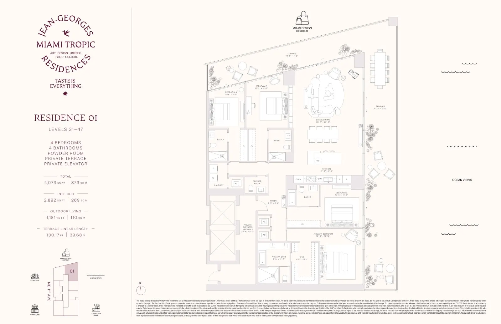 Floor plan for 4-bedroom residence