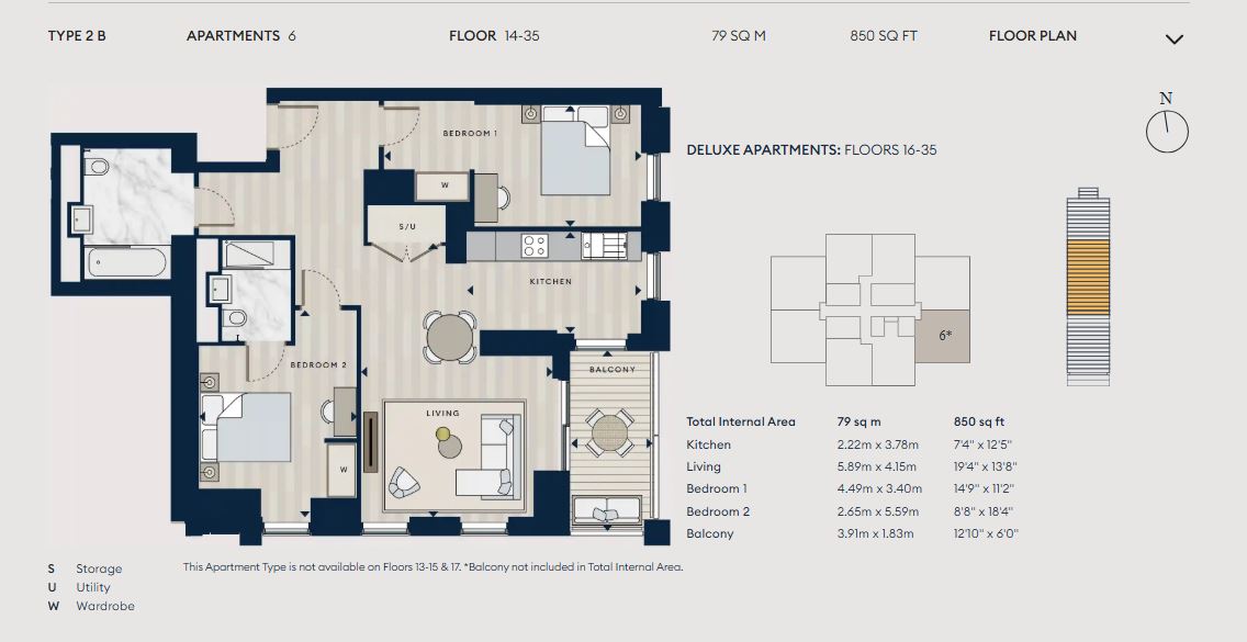 Floor plan for Residence 2B