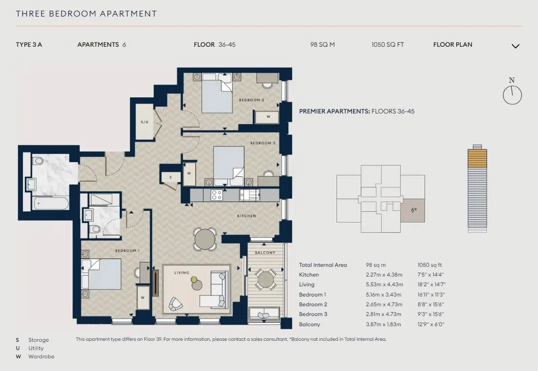 Floor plan for Residence 3A