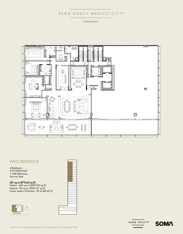 Floor plan for Campos Elíseos 204,