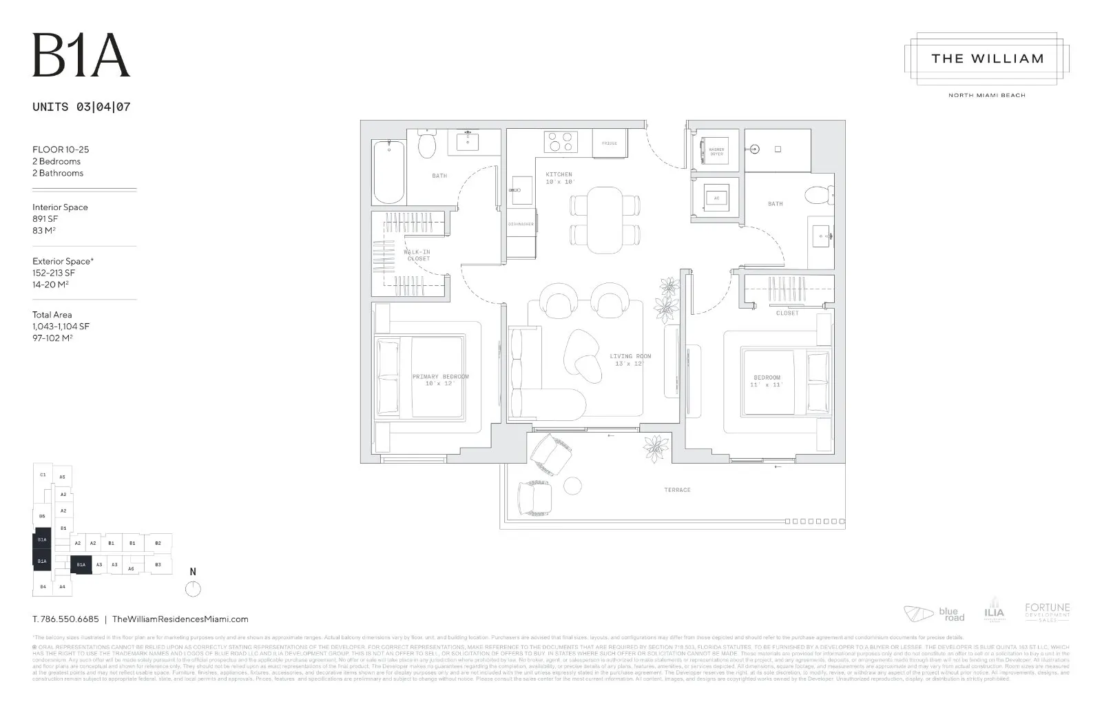 Floor plan for 2-bedroom residence
