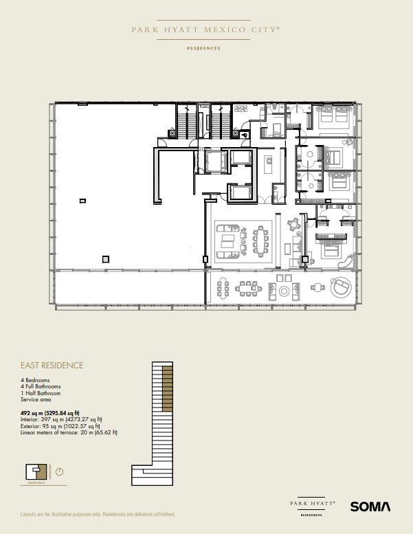 Floor plan for Campos Elíseos 204,