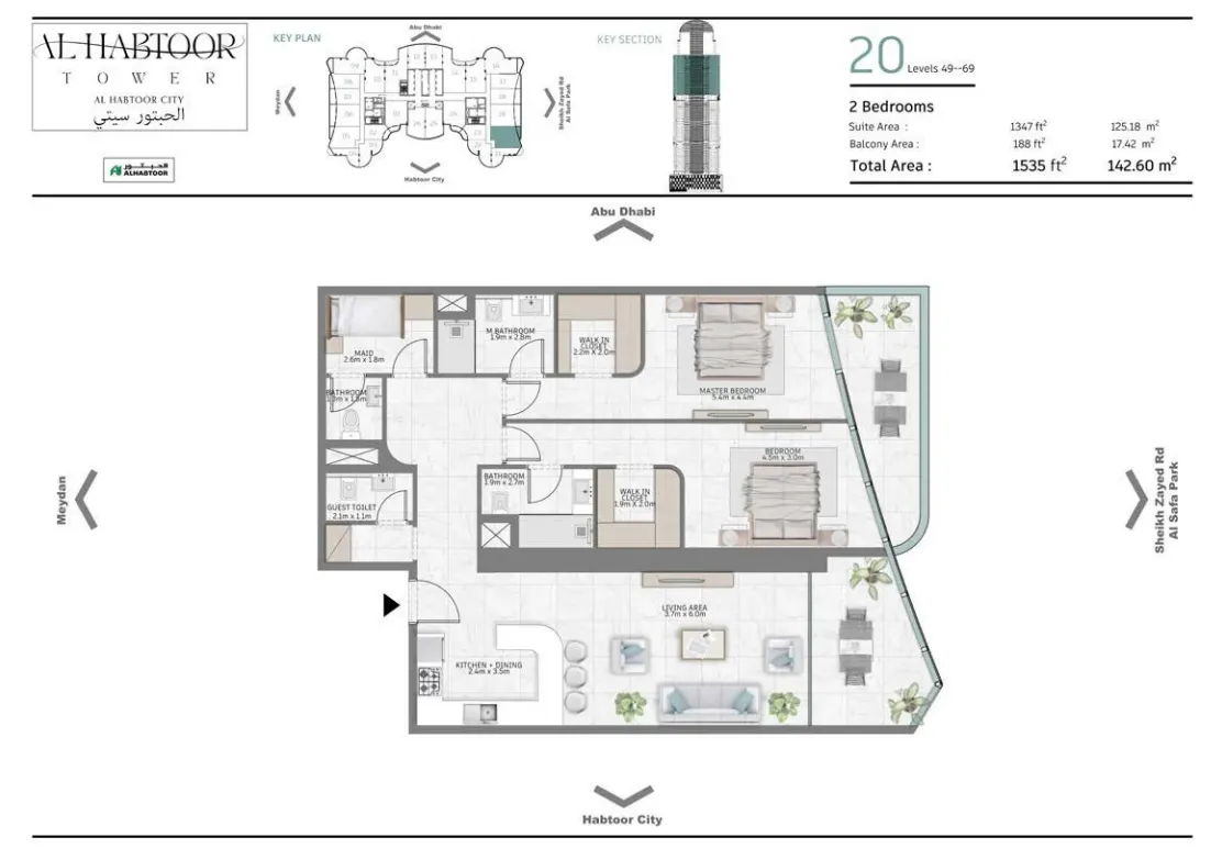 Floor plan for Dubai Marina, Dubai, United Arab Emirates