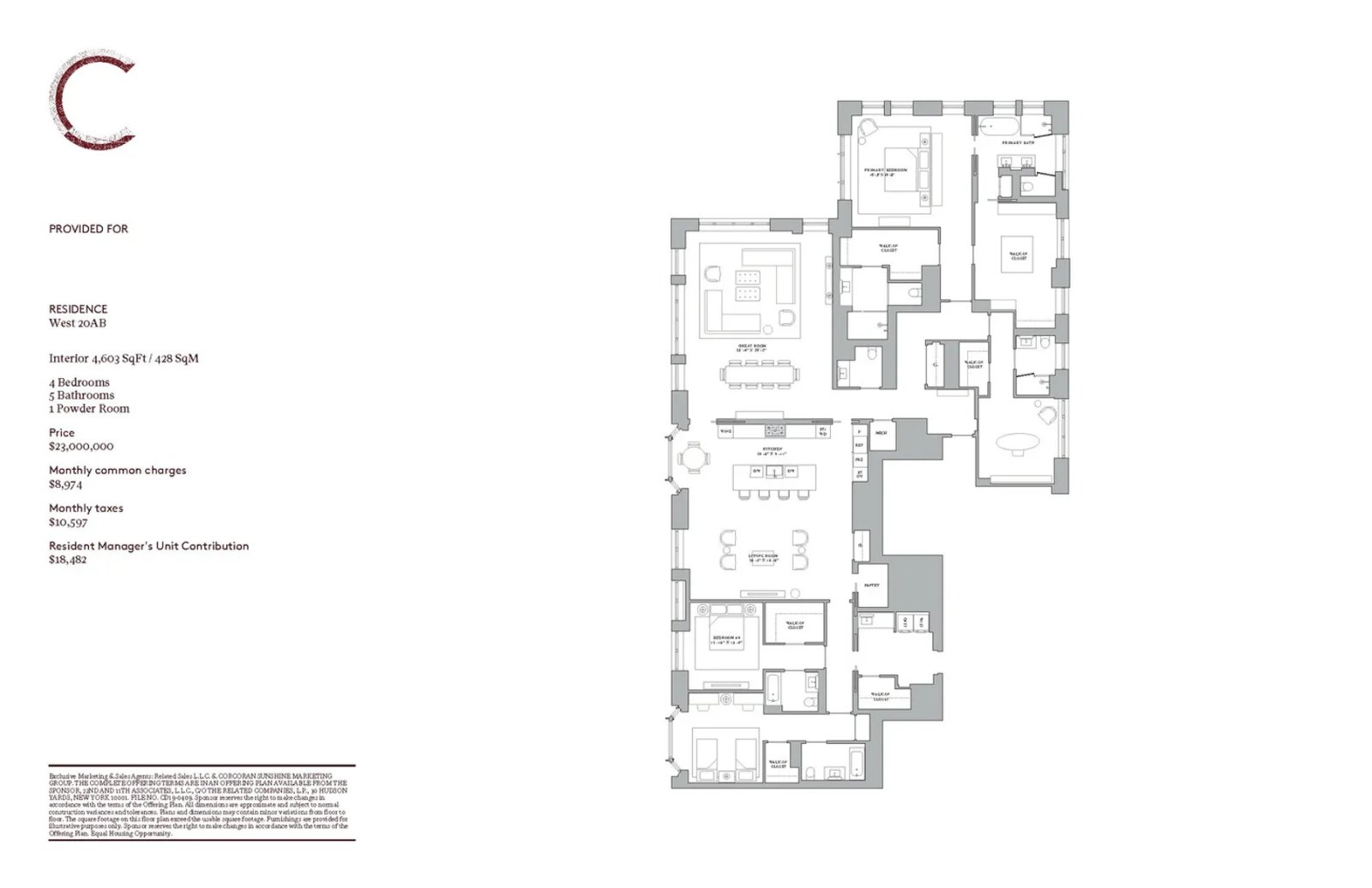 Floor plan for Residence 20A