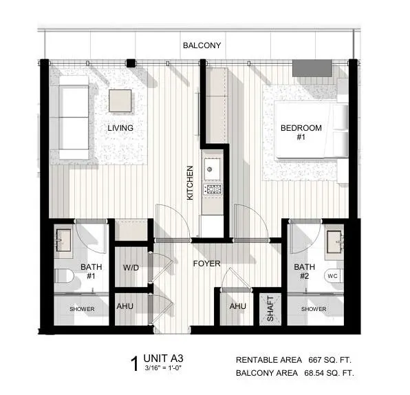 Floor plan for Residence Unit A3