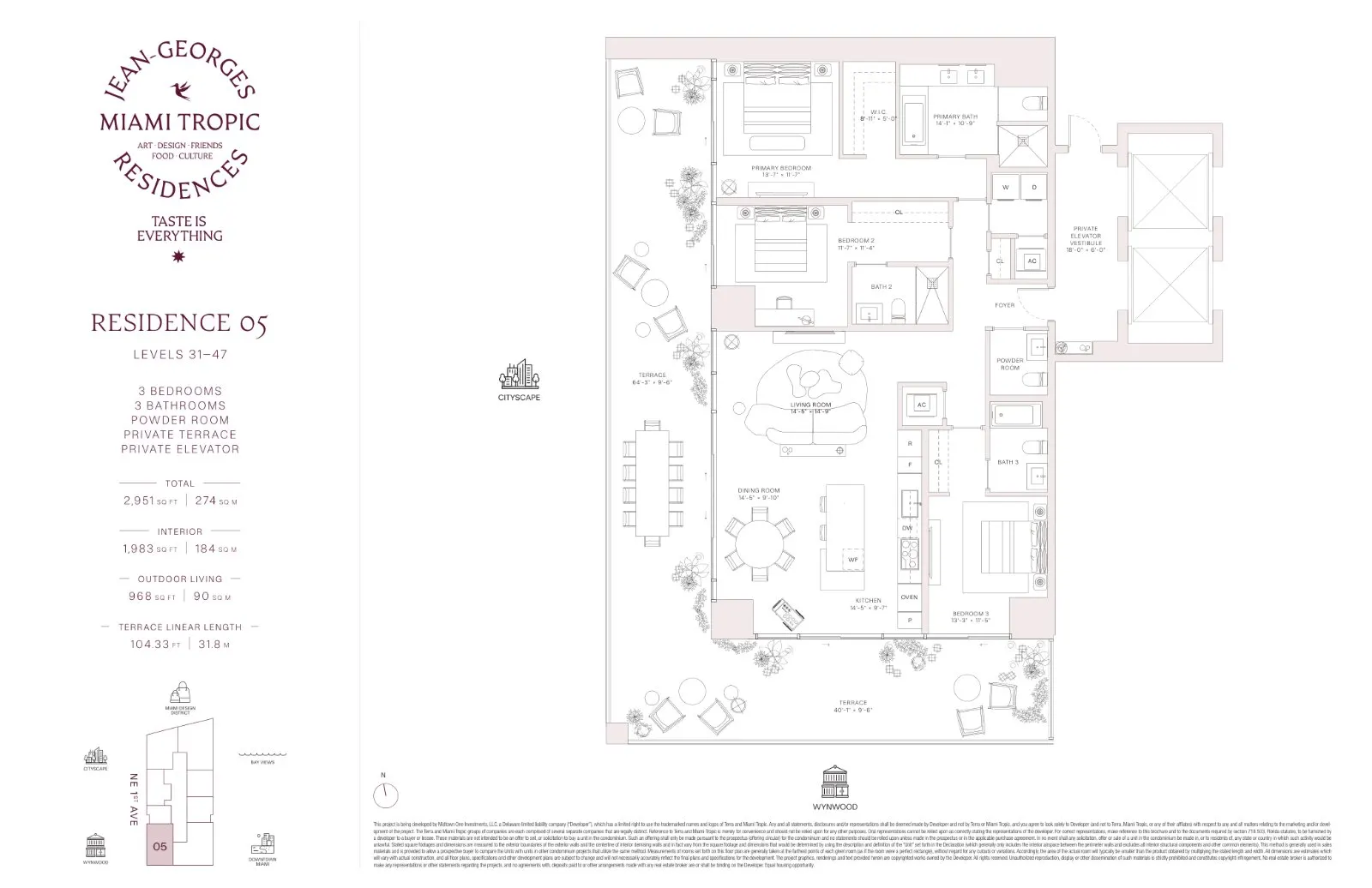 Floor plan for 3-bedroom residence