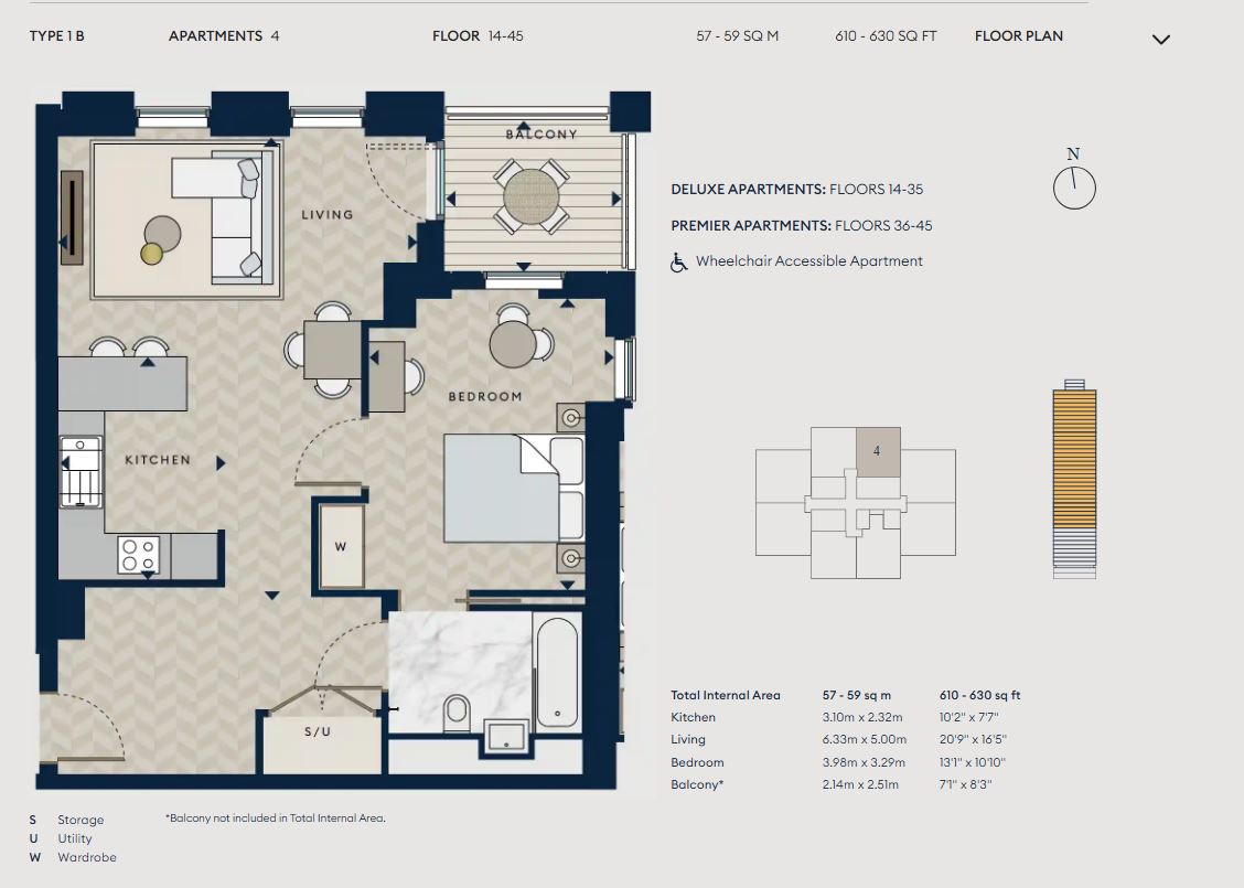 Floor plan for Residence 1B
