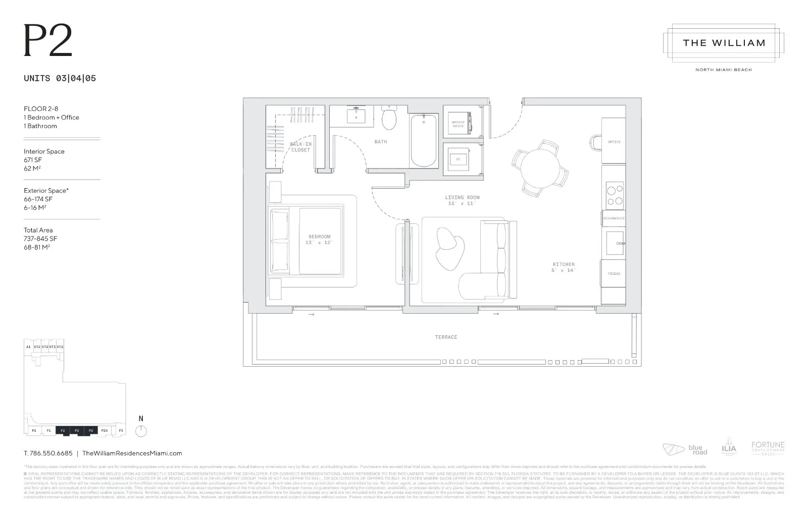 Floor plan for 1-bedroom residence