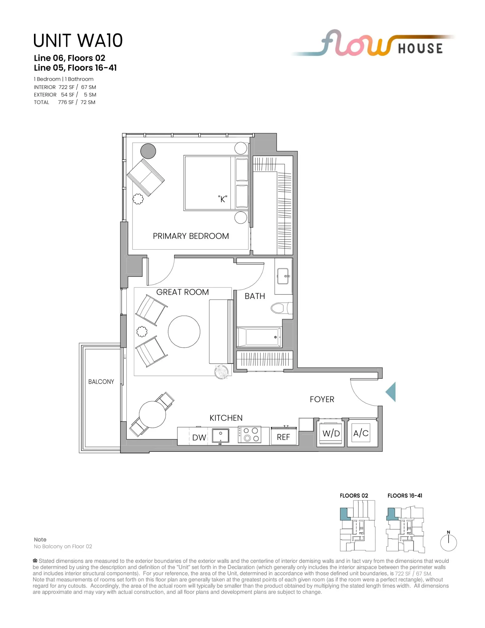 Floor plan for 1-bedroom residence