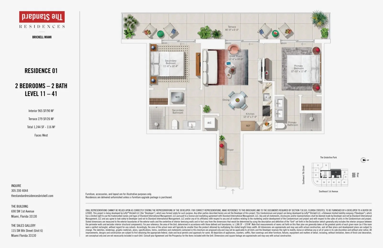 Floor plan for 2-bedroom residence