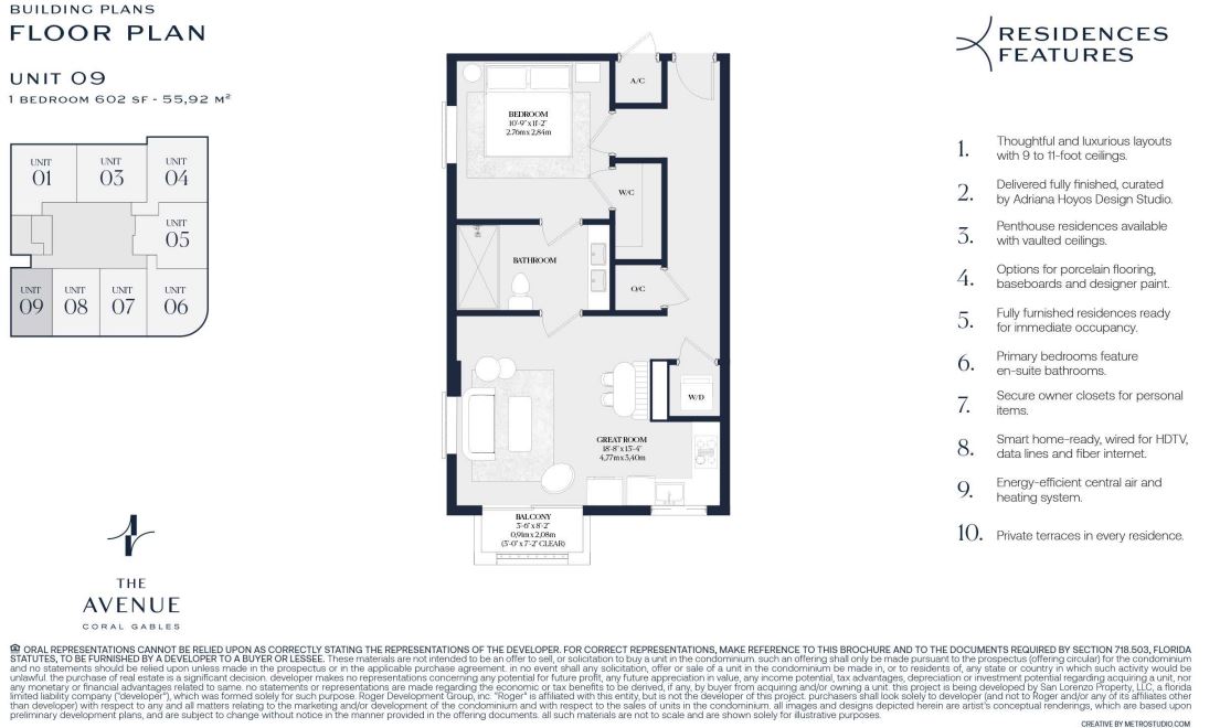 Floor plan for Residence Unit 09