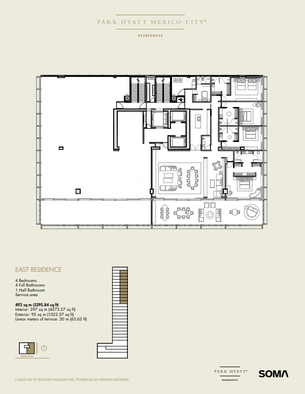 Floor plan for Campos Elíseos 204,