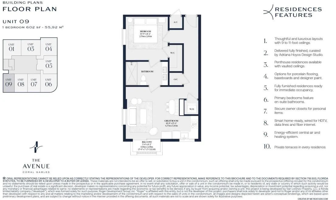 Floor plan for Residence Unit 09