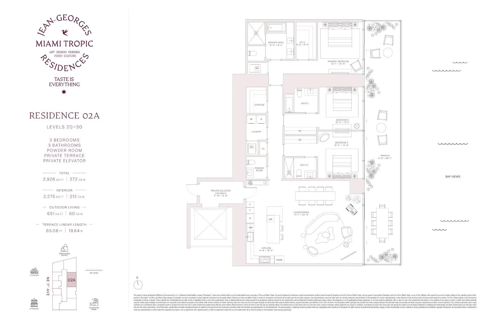 Floor plan for 3-bedroom residence
