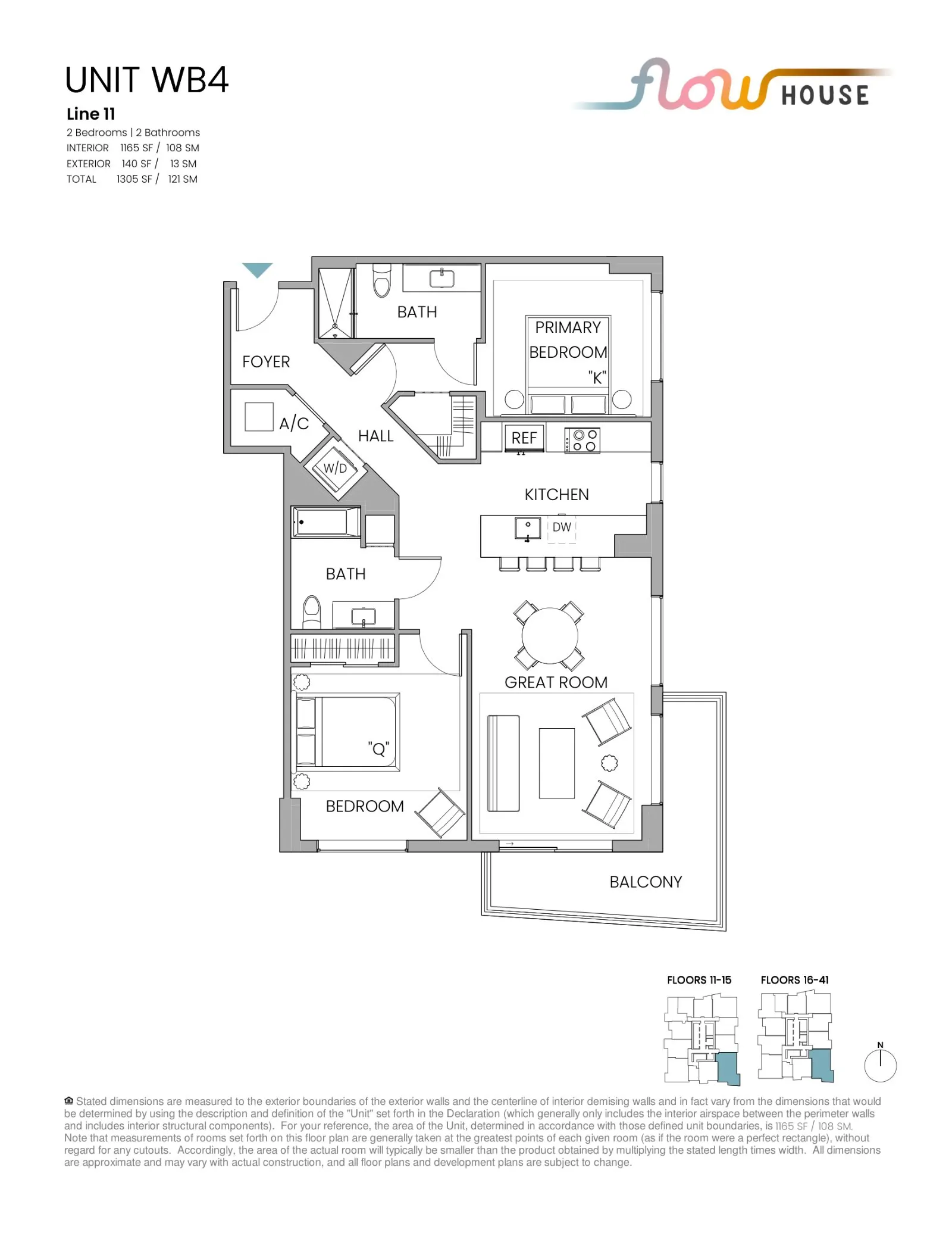 Floor plan for 2-bedroom residence