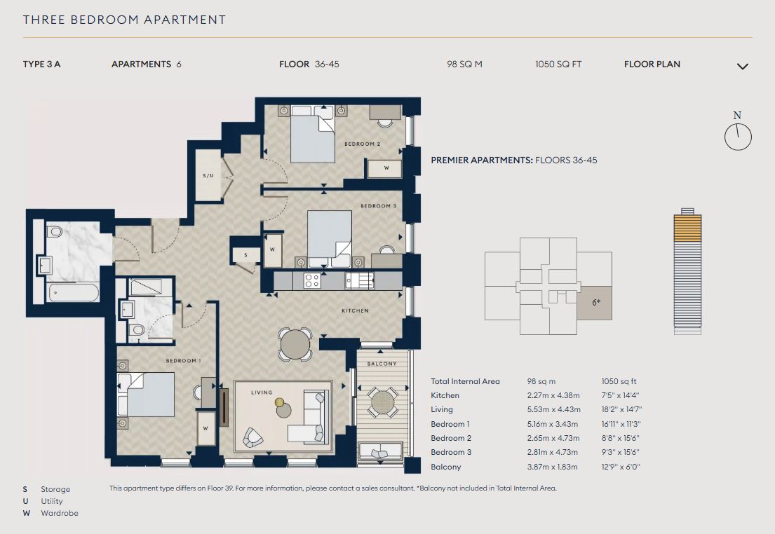 Floor plan for Residence 3A