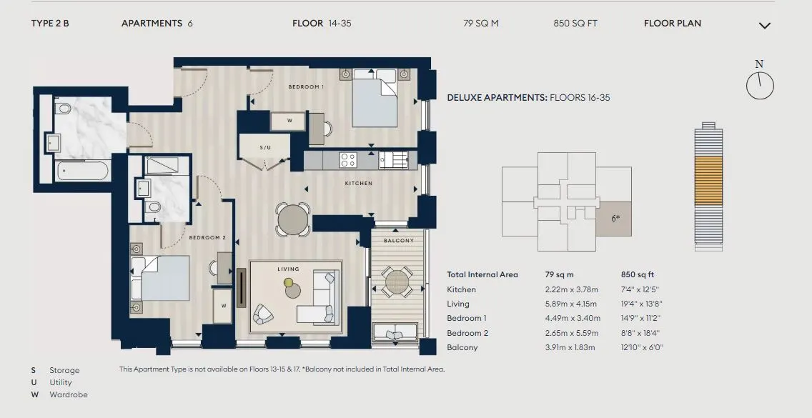 Floor plan for Residence 2B