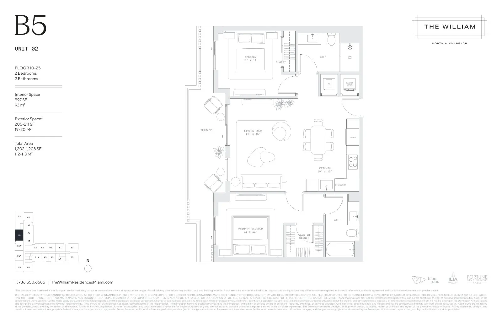 Floor plan for 2-bedroom residence