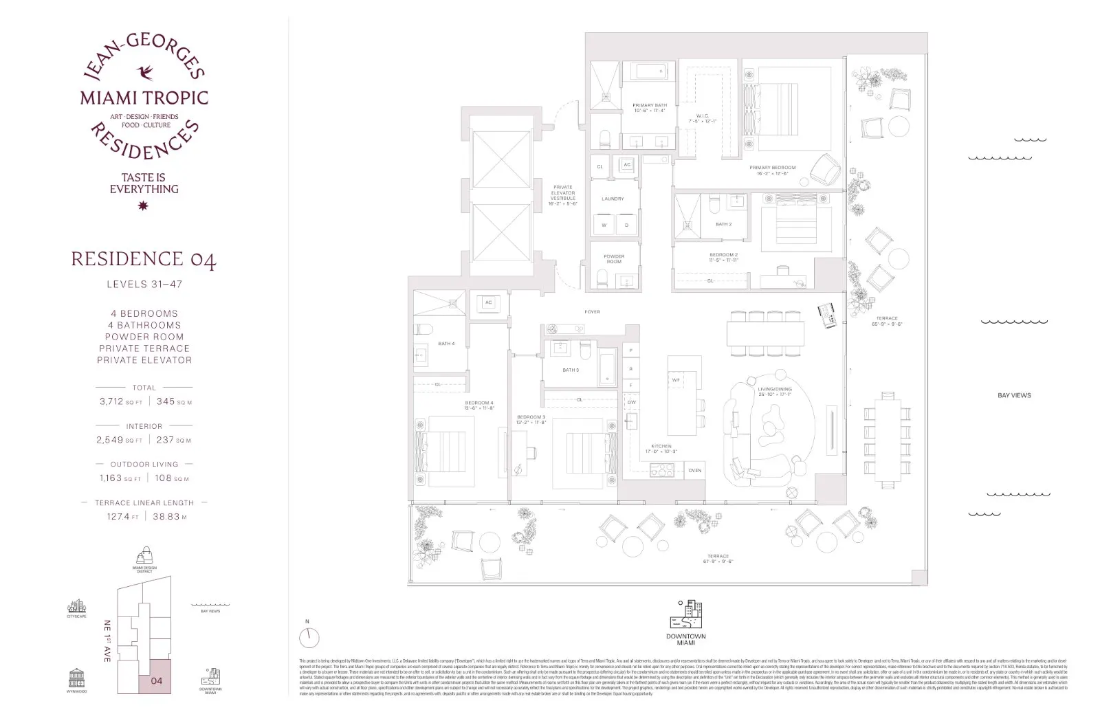 Floor plan for 4-bedroom residence
