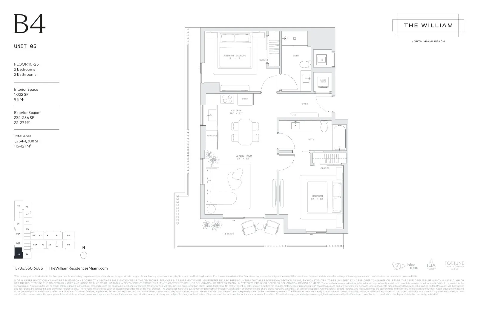 Floor plan for 2-bedroom residence