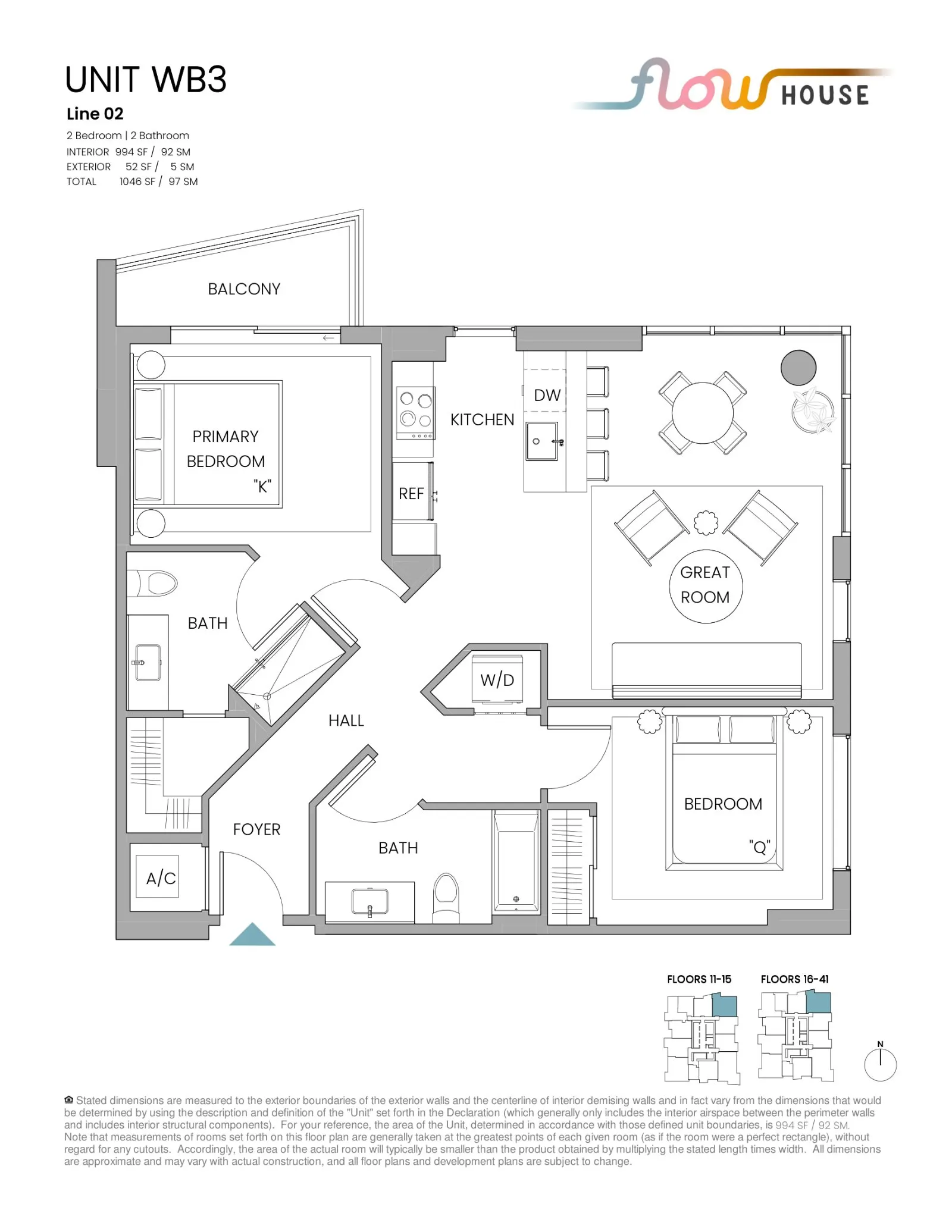 Floor plan for 2-bedroom residence