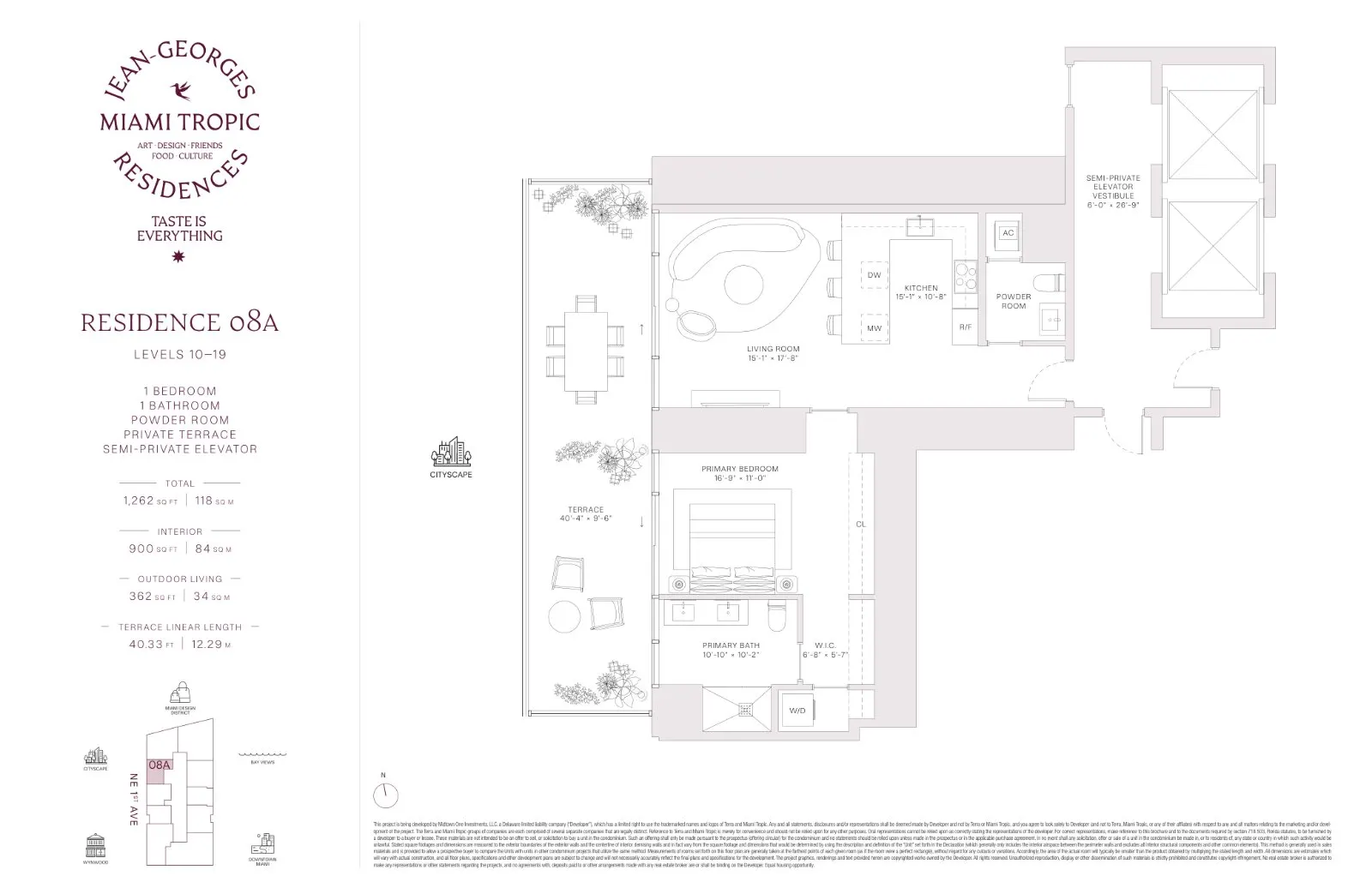 Floor plan for 1-bedroom residence
