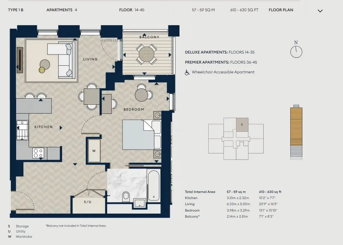Floor plan for Residence 1B