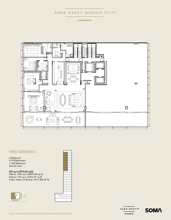 Floor plan for Campos Elíseos 204,